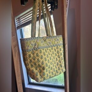 Vera Bradley Quilted Tote in Yellow and Blue